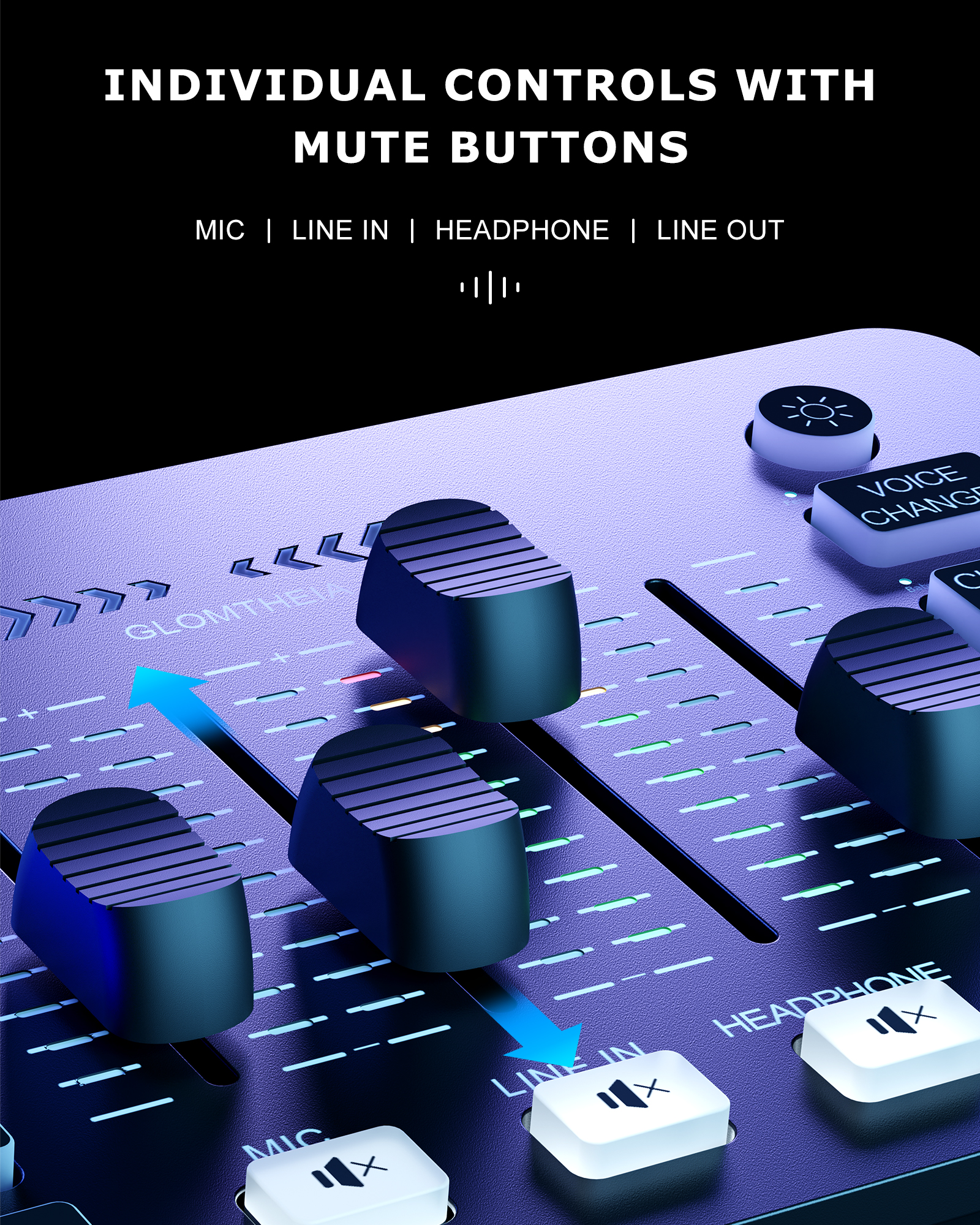 Gaming Sound Board Audio Interface Voice Changer for PC PS4 PS5 Streaming Mixer Soundboard Compatible with XLR Condenser/Dynamic Microphone