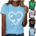 thumbnail image 1 of Sentmoon Blouse pour Femmes Hauts d'Été pour Femmes Mode Décontractée pour Dames Chemise Imprimée à Col Rond à Manches Courtes Agréable pour le Travail et le Bureau Vert P, 1 of 5