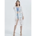 thumbnail image 5 of Womens Long Embroidered Lace Kimono Cardigan with Half Sleeves, 5 of 6