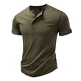 thumbnail image 4 of LMOIPLI Mens Slim Fit Henley T Shirt with Button Placket Soft Breathable Cotton Blend Short Sleeve Tee for Casual Daily Wear Army Green XXL, 4 of 9
