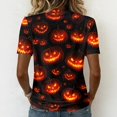 thumbnail image 5 of DORKASM Halloween Costumes for Women Short Sleeve Ghost Graphic Basic Blouse V Neck Skeleton Funny Print Fall Winter Shirt Spooky 2026 Trendy Pullover Vermilion 2XL, 5 of 5