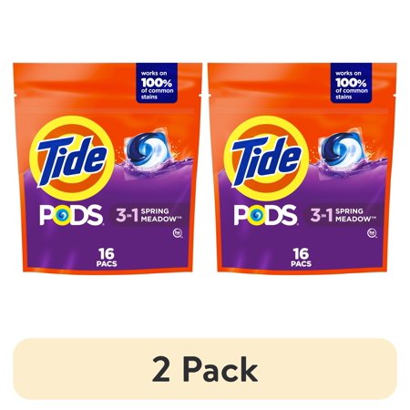 (2 pack) Tide PODS Laundry Detergent Soap Pacs, Spring Meadow Scent, 16 Count