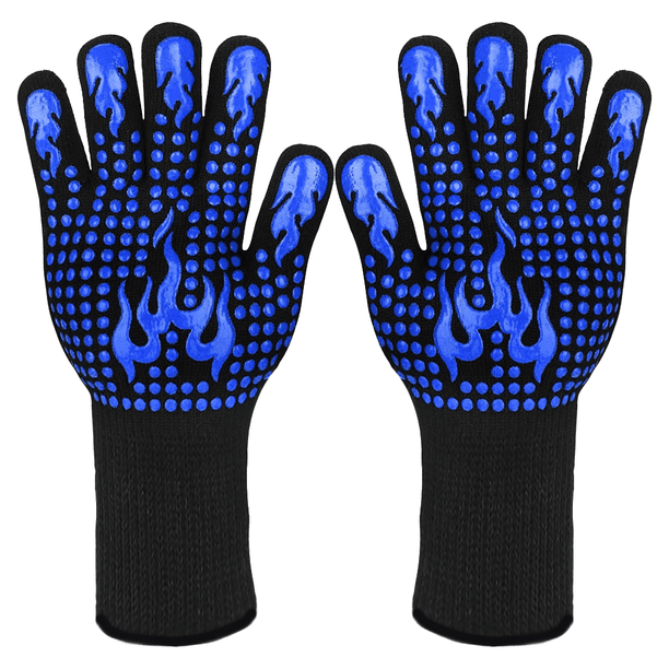 Guantes para horno Guantes resistentes al calor de 932 °F, guantes para parrilla resistentes a cortes, guantes de silicona antideslizantes para barbacoa, guantes de cocina seguros para cocinar