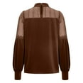 thumbnail image 3 of HongQid Women Patchwork Velvet Tops Mock Neck Puff Long Sleeve Spring Fall Vintage Dressy Blouse, 3 of 7