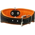 thumbnail image 2 of Real Leather Soft Leather Padded Dog Collar Reflective (13.75"-16.25" Neck; 1.75" Wide, Black/Orange), 2 of 3