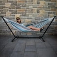 thumbnail image 4 of Vivere Brazilian Style Sunbrella Double Hammock with Steel Stand, Gateway Mist, 4 of 8