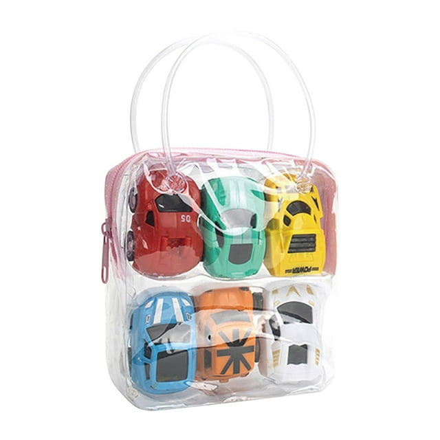S-596 Childrens Pull Back Sports Car Set Mini Inertia Rebound Toy Handbag Vehicles Gift Play Random Car Zipper
