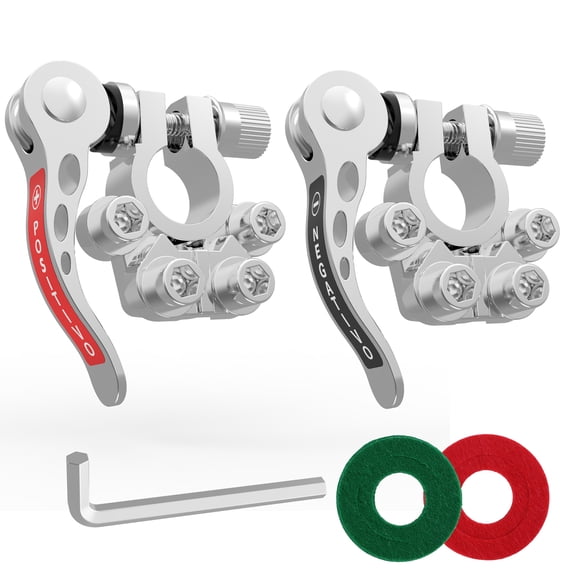 LotFancy Car Battery Terminal Connectors,Positive Negative for SAE/JIS Type a Posts, Tinned Brass, 2PCS