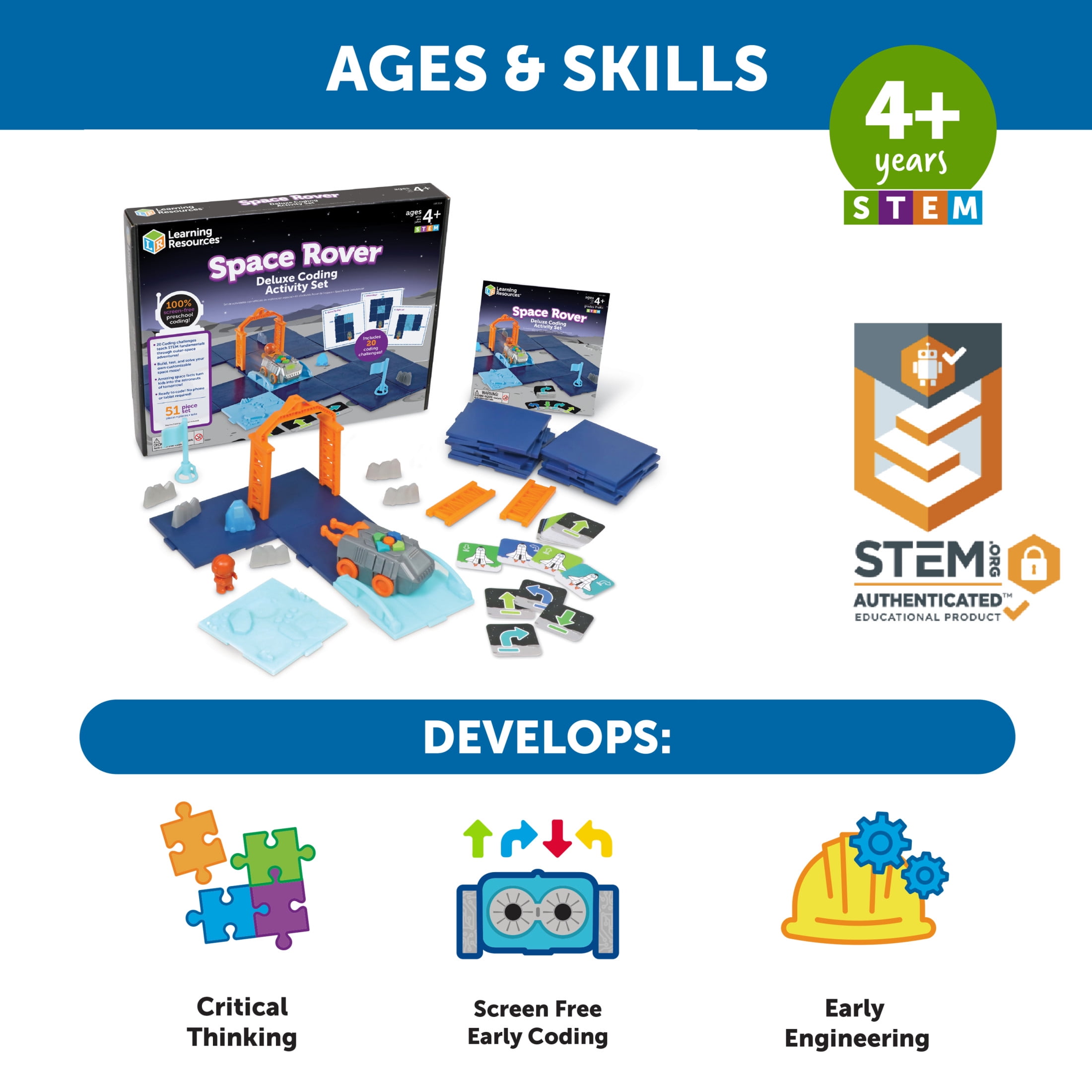 Learning Resources Space Rover Deluxe Coding Activity Set - Robotics for Kids, STEM Programming, Ages 4+