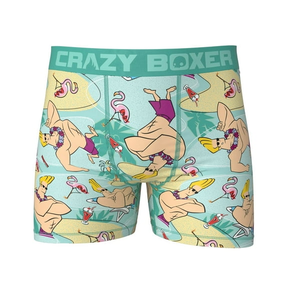 Johnny Bravo Men's Blue Tropical Crazy Boxer Briefs-Small