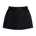 thumbnail image 2 of Miluxas Girl's Low Waist Button Bodycon Mini Cargo Skirt with Pocket Black 5-6 Years, 2 of 6