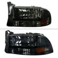 thumbnail image 2 of Crystal Clear Headlights w/ Amber Reflector (Chrome Housing/Smoke Lens) Made for and Compatible with 1997-2004 Dodge Dakota/ 1998-2003 Durango, 2 of 9