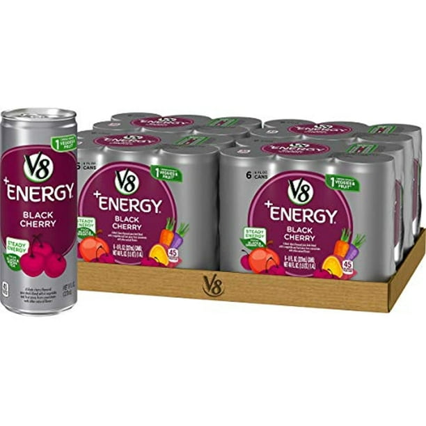V8 +Energy, Healthy Energy Drink, Natural Energy From Tea, Black Cherry