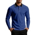 thumbnail image 2 of Josdec Men's Color Block Long Sleeve Top, Turndown Collar Contrast Piping Casual Base Shirt for Daily Layering S‑XXL, 2 of 8
