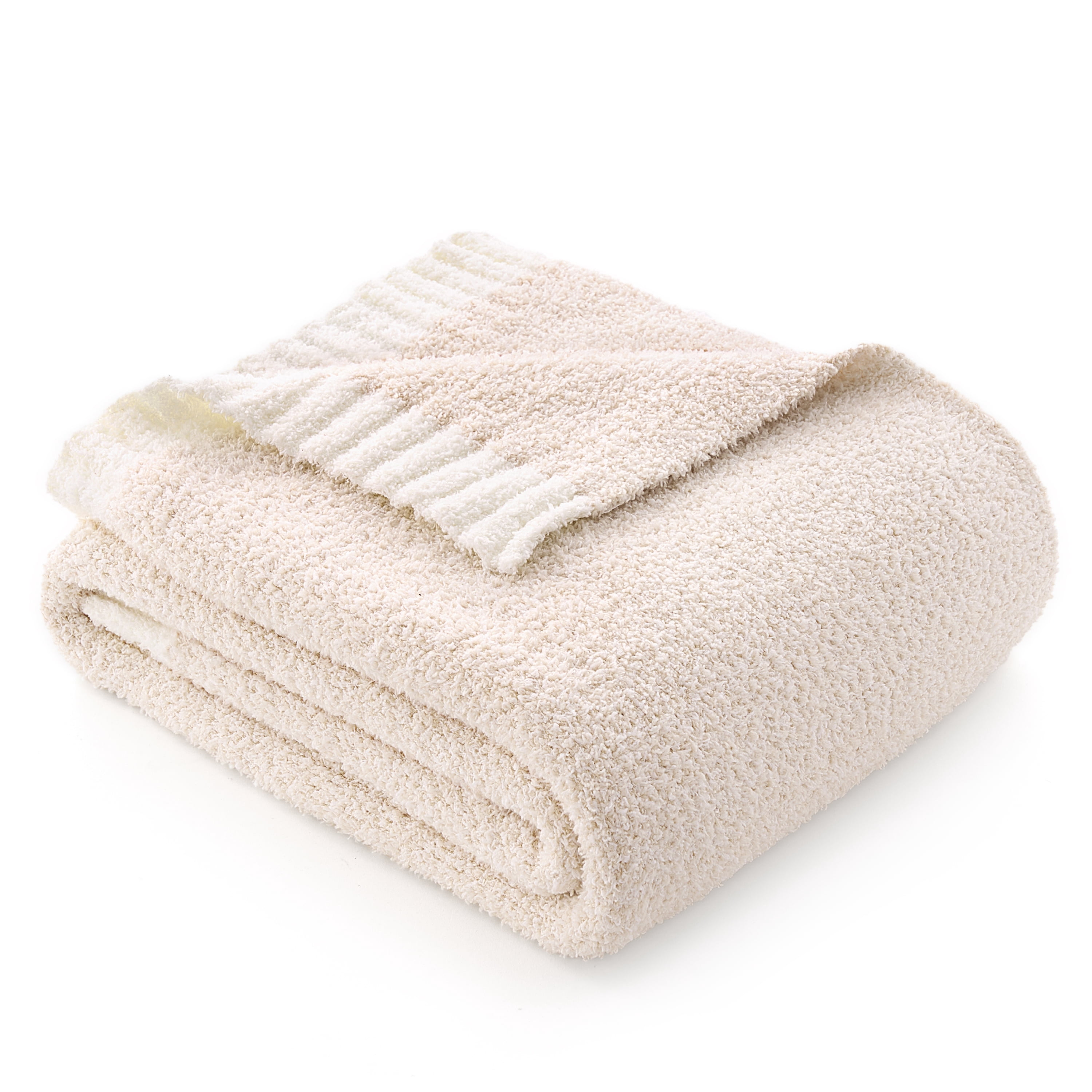Joyfy Beige Knitted Throw XL Blanket 50x70 Inches, Cozy Soft Throw for Couch, Bed, Sofa - Cute Aesthetic Room Decor and Gift for Women, Mom, Girls, Mothers Birthday