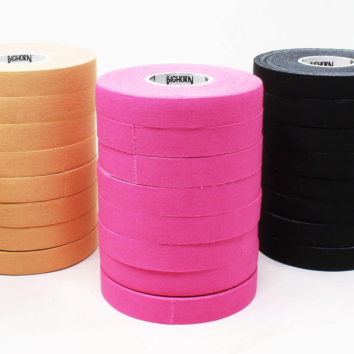 Bighorn Athletics Pro Series Jiu-Jitsu Finger Tape, 8-Rolls with Tin Holder, Enhanced Extra Strength, Residue-Free (0.3-Inch, Pink)