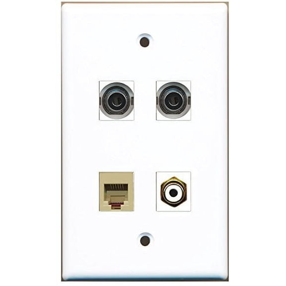 RiteAV - 1 Port RCA White 1 Port Phone RJ11 RJ12 Beige 2 Port 3.5mm Wall Plate