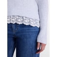 thumbnail image 4 of No Boundaries V-Neck Pullover Sweater with Lace Trim, Women's, Sizes XS-XXXL, 4 of 5