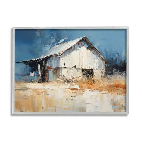 Stupell Industries Abstract Weathered Barn Abstract Painting Gray Framed Art Print Wall Art, 30 x 24