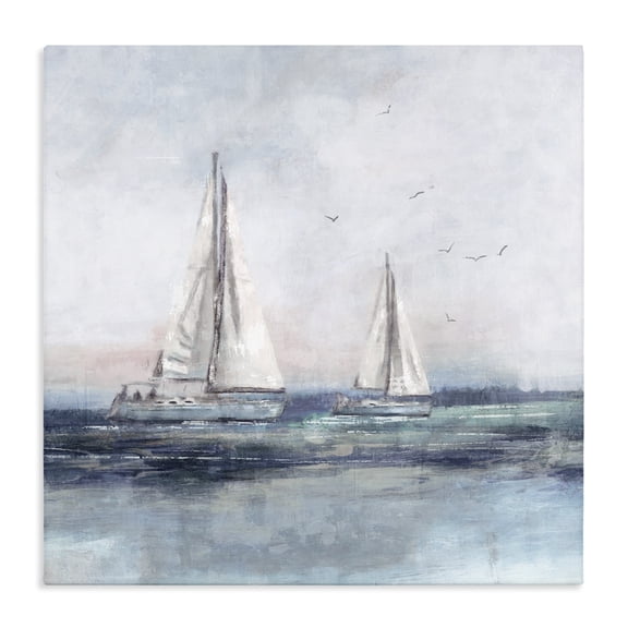 Stupell Industries Coastal Birds Surrounding Sailboats Ocean Waves Canvas Art, 17 x 17, by Nina Blue