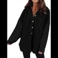 thumbnail image 1 of Sudadera Holgada de Larga para Mujer, Informal, con Botones y Capucha, con Bolsillo. Negro XL, 1 of 7