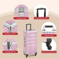 thumbnail image 4 of mefeir 4-in-1 Rolling Makeup Train Case Lift Handle,4 Removable Wheels Lockable Keys,Aluminum Cosmetic Trolley Beauty Stylist Artist Organizer Box,Ideal Xmas New Year Gift (Diamond Pink), 4 of 9