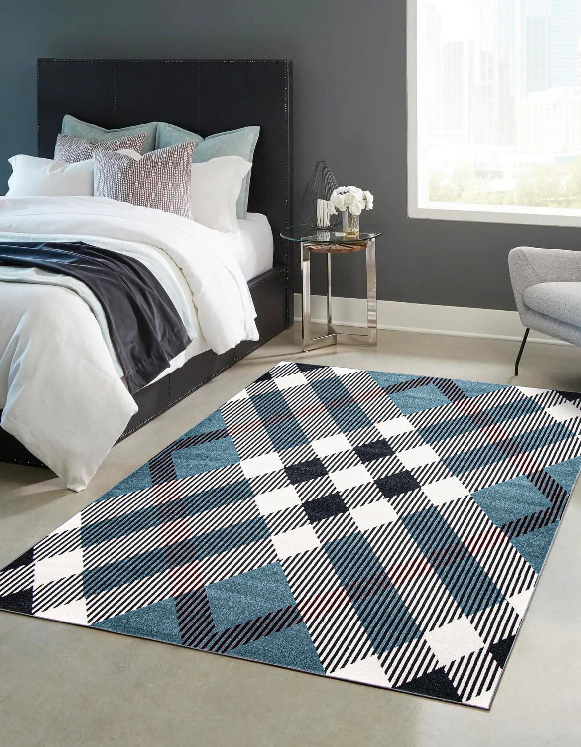 ECARPET Washable Plaid Area Rug & Runner for Kitchen, Bedside, Living Room