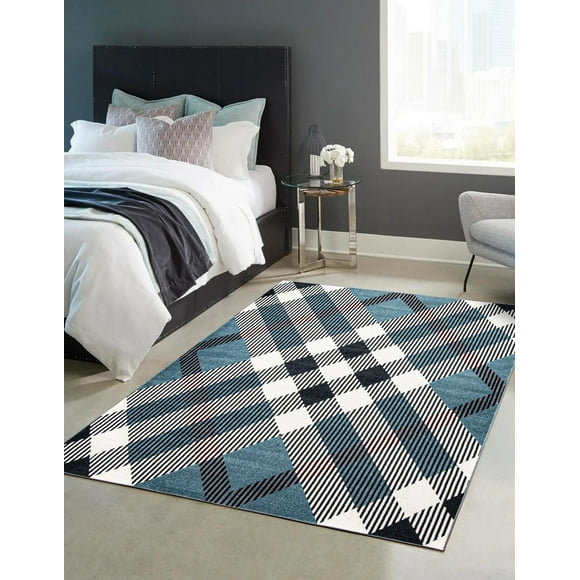 ECARPET Washable Plaid Area Rug & Runner for Kitchen, Bedside, Living Room, Hallway
