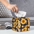 thumbnail image 6 of Lsque Vintage Black White Plaid Sunflowe Printed Tissue Box Cover Holder, Facial Paper Organizer Dispenser,Square with Bottom Belt, PVC Leather Decorative Organizer, 6 of 8