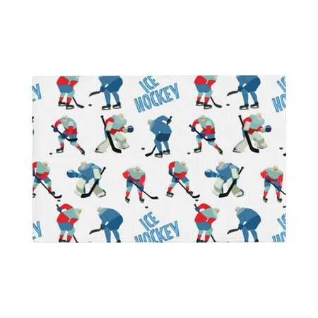 

Placemats Set of 4 ice hockey player cool Heat Resistant Non - Slip Place mats Waterproof table mat for Kitchen Dining-6片装