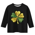 thumbnail image 4 of hengsof Girls Fashion Printed 3/4 Sleeve Crew Neck T-Shirt Kids St. Patrick's Day Holiday Top Ages 3-12 Stylish Casual Pullover, 4 of 5