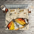 thumbnail image 2 of Ambesonne Butterfly Quilted Coverlet 3 Pcs, Meditative Journey, King Size, Orange Black Cream, 2 of 2