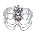 thumbnail image 2 of Máscara de , cubierta facial con cadena para baile, baile, juego de roles, disfraces Plata, 2 of 8