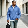 thumbnail image 6 of Hoodie Mens Quarter Zip Pullover Basic Sweatshirt Men Drawstring Hooded with Plain Elastic Hem 1/4 Zip Sweatshirt Royal Blue 2XL, 6 of 9