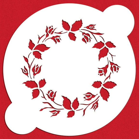 Designer Stencils C022 Ring of Roses Cake Stencil, Beige/semi-transparent