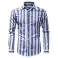 thumbnail image 4 of Rovga Men Dress Shirts Long Sleeve Lepal Fashion Casual Striped Buckle Pocket Top Sky Blue Xl, 4 of 4