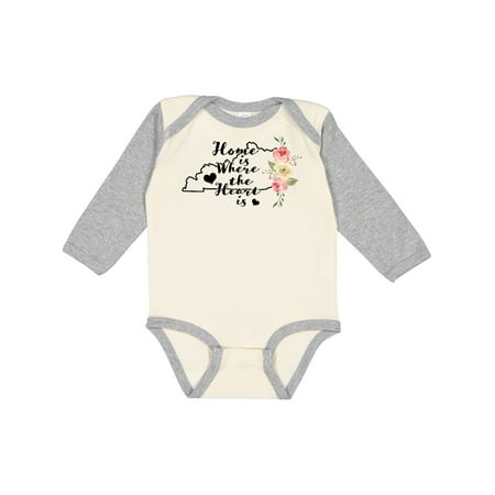 

Inktastic Kentucky Home is Where the Heart is with Watercolor Floral Gift Baby Boy or Baby Girl Long Sleeve Bodysuit