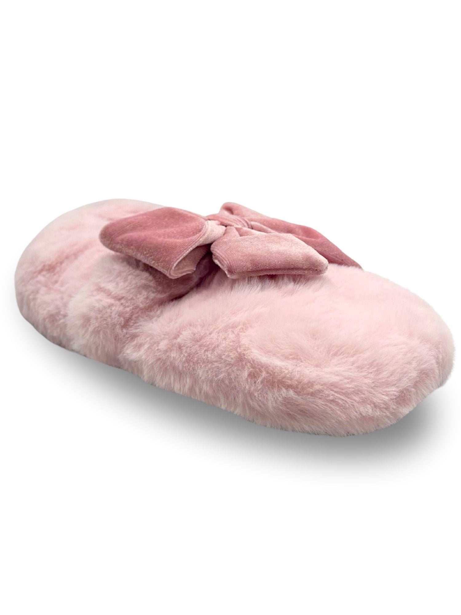 Fuzzy Babba Women's Faux Fur Oversized Bow Mary Jane Slipper Socks, 1-Pack, Shoe Sizes 7-9.5