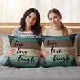 thumbnail image 5 of Set of 2 Live Love Laugh Pillow Covers 20x20 Inch, Vintage Floral Texture Brown Teal Wood Grain Decorative Throw Pillow Cases Cotton Cushion Covers for Sofa Couch Bed Living Room Bedroom Home Decor, 5 of 9