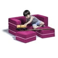 thumbnail image 6 of Jaxx Zipline Kids Modular Loveseat & Ottomans, Fold Out Lounger, Fuchsia, 6 of 9