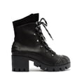 thumbnail image 2 of Schutz Jan Black Leather Lace Up  Block Heel Rounded Toe Womens Ankle Booties (Black, 5), 2 of 3