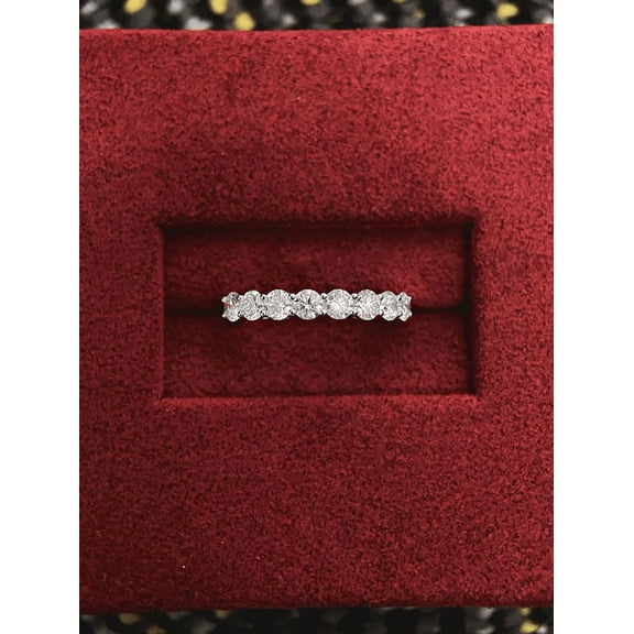 Radiant Jewelry 1.50 CT Round Simulated Diamond Wedding Band Ring for Women, Stackable Anniversary Ring, 14K White Gold Plated 925 Sterling Silver