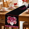 thumbnail image 5 of Black Valentines Day Table Runner - 90 Inch Long Love Hearts Romantic Farmhouse Cotton and Linen Blended Dress Scarves Farmhouse Table Runner for Kitchen Dining, Coffee Table, 13" x 90", 5 of 8