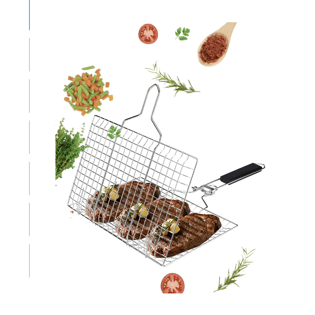 Rejillas Parrillas Portátiles Barbacoa Canasta Para Pescados Pollos Carnes Verduras Camarones Con Empuñadura Resistentes Al Calor