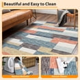 thumbnail image 3 of Modern Area Rug 4 x 6 Geometric Patchwork Throw Rug with Non-Slip Backing, Washable Low Pile Accent Carpet, Foldable Contemporary Floor Cover for Bedroom, Living Room, Blue Colorful, 3 of 8
