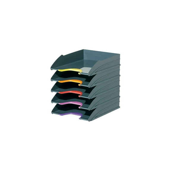 Durable VARICOLOR 5-Compartment Stackable Plastic Letter Tray Set Anthracite Gray (770557)