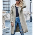 thumbnail image 4 of Puntoco Mujeres Fuzzy Fleece Lapel Open Front Long Cardigans Coat Faux Fur Otoño Invierno Warm Outwear Chaquetas Liquidación Puntoco Puntoco-2709, 4 of 7