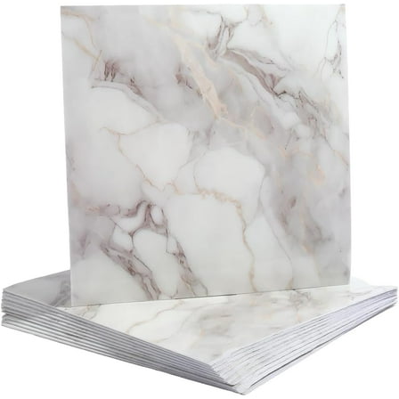 10Pcs Marble Peel and Stick Tile Backsplash Waterproof PVC Self Adhesive Wall Panels Square 11.8"x11.8" Washroom Shower Tiles for Kitchen Bathroom Living Rooms TV Wall Backdrops Gainsboro
