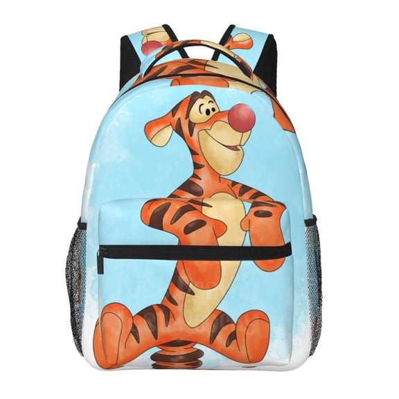 Tigger Backpacks All Over Print Cartoon Lightweight Bookbag Daypack Kawaii Laptop Bag Rucksack for Travel Hiking Work School