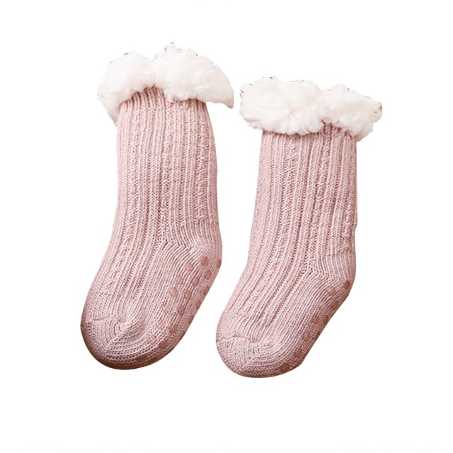 SUNSIOM Infant Baby Lamb Floor Socks Solid Color/Contrast Color Baby Winter Warm Thick Knit Crew Socks